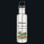 Garrafa Veados florestais de férias familiares<br><div class="desc">Uma floresta,  paisagem florestal com veado,  raposa e coelho. Personalize e adicione um nome,  evento e local.</div>