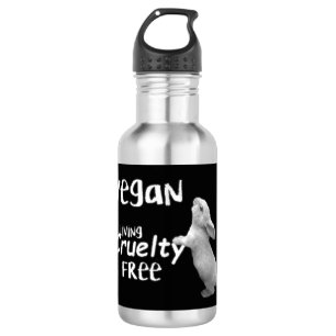 Garrafa Vegan Cruelty Free Water Bottle Black and White.
