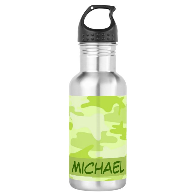 Garrafa Verde limão Camuflagem Personalizada (Frente)