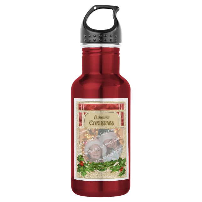 Garrafa Vidro de Natal Merry Personalizável (Frente)