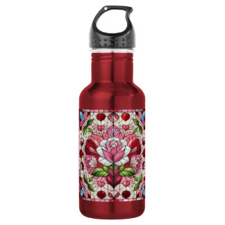 Garrafa Vidro pintado floral dia dos namorados