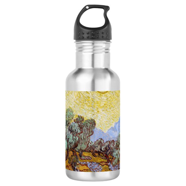 Garrafa Vincent van Gogh - Oliveiras, céu amarelo e sol (Frente)