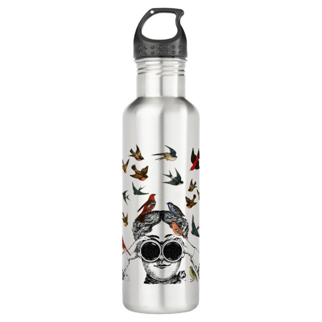 Garrafa vintage aves assistindo presentes para o twitcher, (Frente)