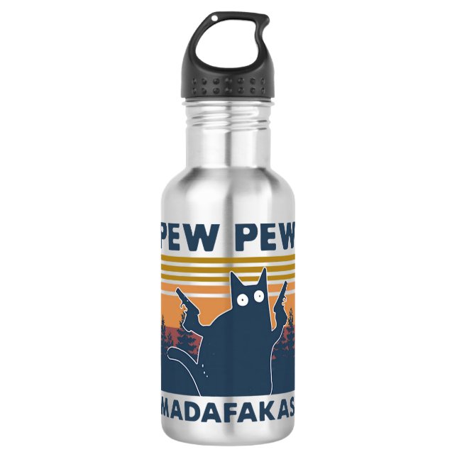 Garrafa Vintage cat Pew Pew Madafakas (Frente)