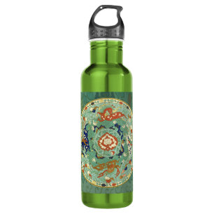 Garrafa Vintage Chinês - Círculo Verde Azul
