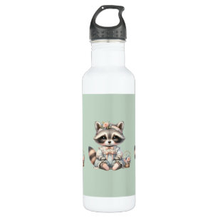 Garrafa Vintage Cottagecore Raccoon Pastel