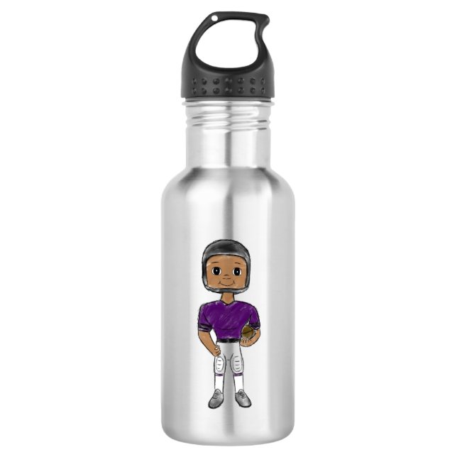 Garrafa vintage retro football player purple black  simple (Frente)
