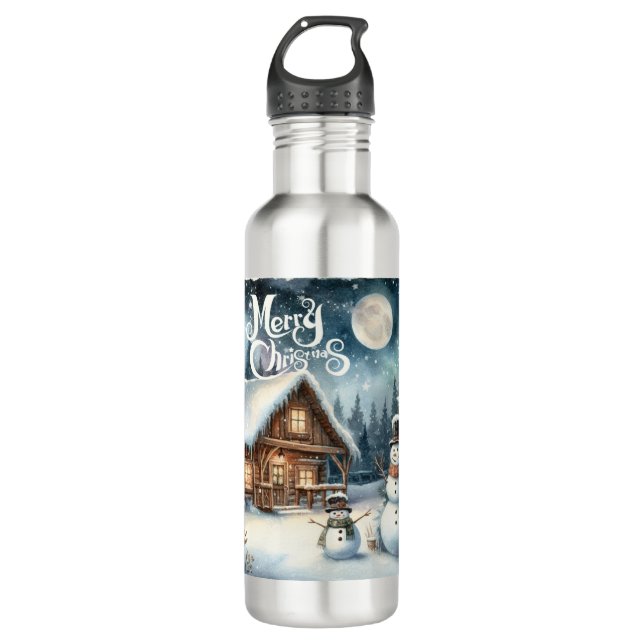 Garrafa Vintage/Rustic/Snowman/Natal (Frente)