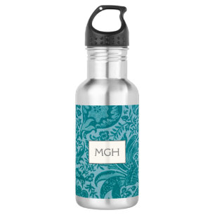 Garrafa Vintage William Morris Teal Botanograma Monograma