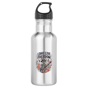 Garrafa Viva a Liberdade Camiseta Patriótica de Esqueleto 