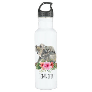 Garrafa Watercolor Koala Bears Bonita Mãe e Bebê