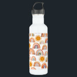 Garrafa Whimscolor Whimsic Boho Rainbow e Sun Kids<br><div class="desc">Garrafa moderna do arco-íris e garrafa d'água com padrão solar. Perfeito para crianças</div>