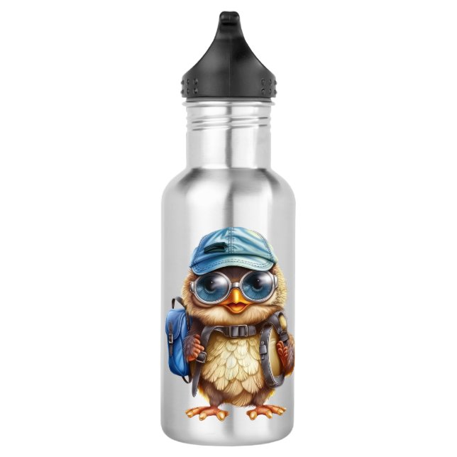 Garrafa Wise Owl com a mochila azul, chapéus e uma pálpebr (Direita)