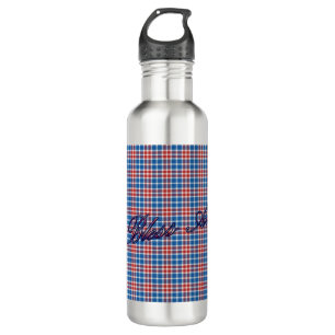 Garrafa Xadrez azul e branco patriótico personalizável