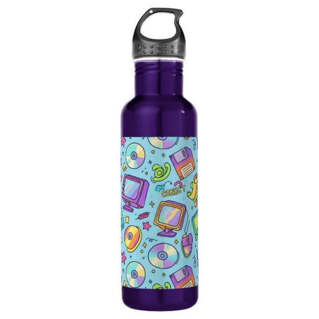 Garrafa Y2K Retro Tech Aesthetic Doodles Water Bottle (Frente)