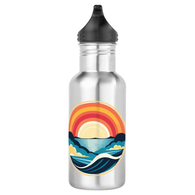Garrafa Zen Art Deco Sunset sobre Água (Direita)