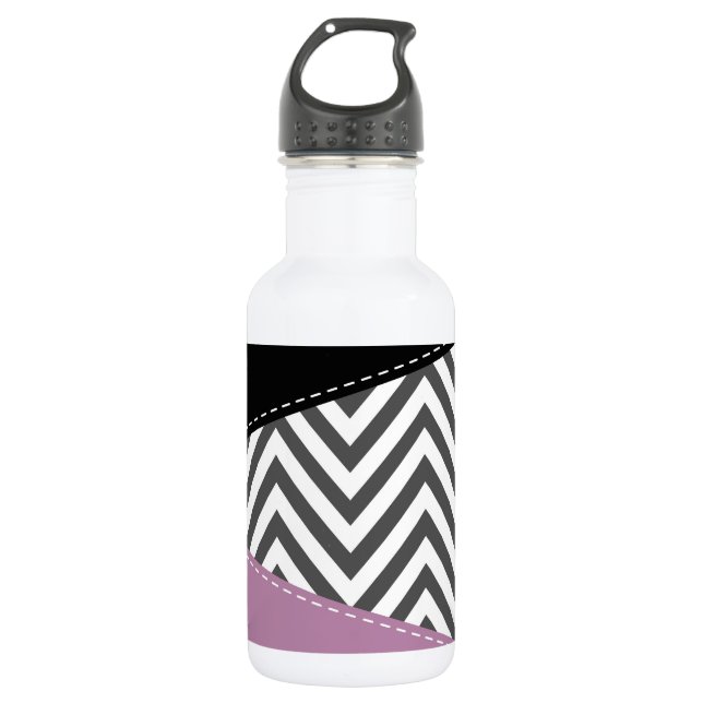 Garrafa Zigzag Cinza, Chevron Cinza, Padrão Zigzag, Roxo (Frente)