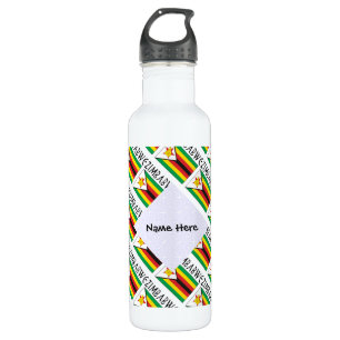 Garrafa Zimbabwe Bandeira do Zimbábue Personalizada Preta 