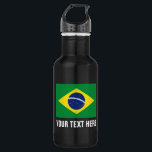 Garrafas de água com bandeira nacional personaliza<br><div class="desc">Garrafas de água, de aço inoxidável, bandeiras brasileiras personalizadas. Uma garrafa de água de metal brilhante personalizada em muitas cores. Excelentes para equipes desportivas e atividades ao ar livre. Ou seja, basquetebol, baseball, futebol, tênis, futebol, voleibol, caminhada, andar, acampar, correr, correr e campo, viagem, etc. Personalize com o seu próprio...</div>