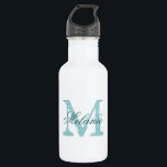Garrafas de água de casamento de monograma persona<br><div class="desc">Garrafas de água de casamento personalizadas. Letra inicial do nome da Vintage com tipografia de caligrafia com script de na moda para nome. Design de monograma clássico para chá de panela de chic rustic country ou festa de casamento elegante. Personalizável com nome, citação ou título. Faça o seu para a...</div>