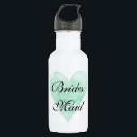 Garrafas de água de casamento personalizadas com c<br><div class="desc">Garrafas de água de casamento personalizadas com coração verde de menta. Símbolo de amor da pintura aquosa elegante com tipografia de caligrafia por na moda. Design romântico clássico para a festa de chá de panela de música rusticidade ou de recepção de casamento de tema de praia. Personalizável com nome, citação...</div>