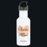 Garrafas de água elegantes personalizadas do favor<br><div class="desc">As garrafas de água wedding personalizadas da lembrança com pêssego colorem o coração. Símbolo elegante do amor da pintura da aguarela com tipografia à moda da caligrafia do roteiro. Design romântico elegante para o partido de recepção de casamento chique do tema do chá de panela ou da praia do país...</div>