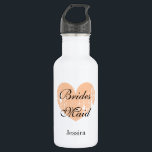 Garrafas de água elegantes personalizadas do favor<br><div class="desc">As garrafas de água wedding personalizadas da lembrança com pêssego colorem o coração. Símbolo elegante do amor da pintura da aguarela com tipografia à moda da caligrafia do roteiro. Design romântico elegante para o partido de recepção de casamento chique do tema do chá de panela ou da praia do país...</div>