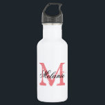 Garrafas de água monogrammed personalizadas do<br><div class="desc">Garrafas de água monogrammed personalizadas do casamento. Letra inicial conhecida do vintage com tipografia à moda da caligrafia do roteiro para o nome. Design monogrammed elegante para o chá de panela chique do país rústico ou o partido de recepção de casamento elegante. Personalizable com nome, citações ou tittle. Faça seus...</div>