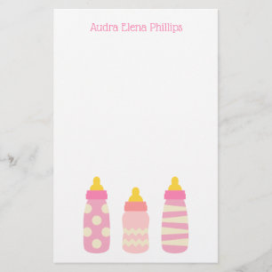 Garrafas de Bebê Rosa Personalizadas Papel de Cart