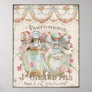 Garrafas de perfume do chique Poster de script fra