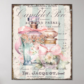Garrafas de perfume do chique Poster de script fra
