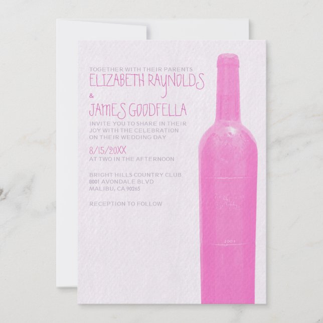 Garrafas De Vinho Convites De Casamento (Frente)