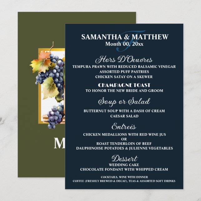 Garrafas de vinho de aquarela menu vinícola rural (Frente/Verso)