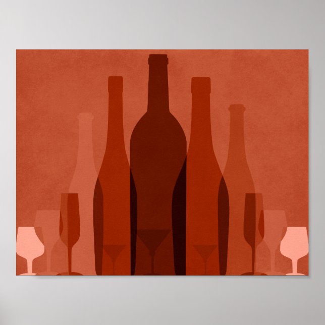 Garrafas de vinho de laranja modernas poster (Frente)
