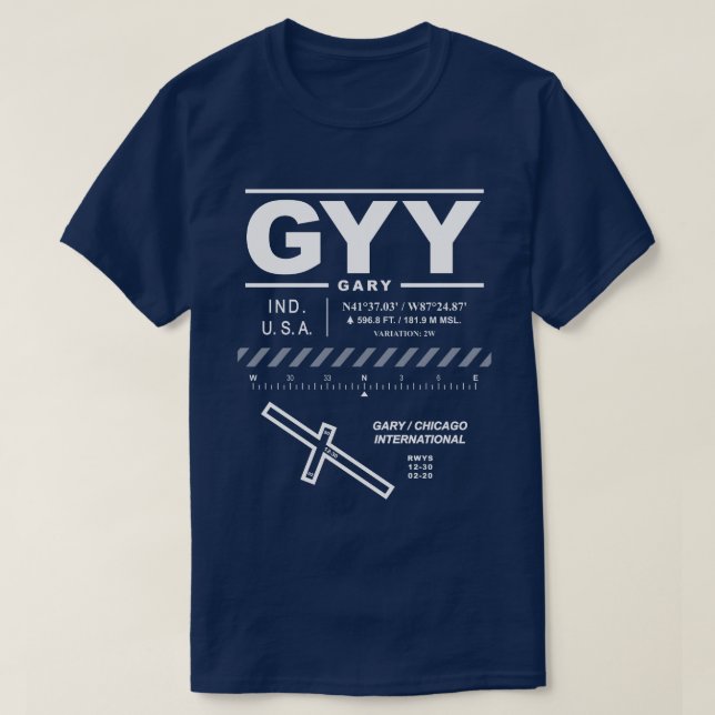 Gary / Chicago International Airport GYY T-Shirt (Frente do Design)