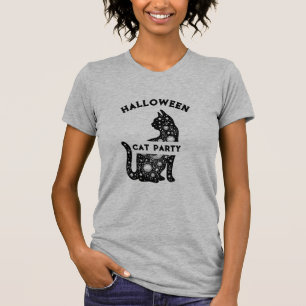 gata preta fofa de festa de halloween T-Shirt
