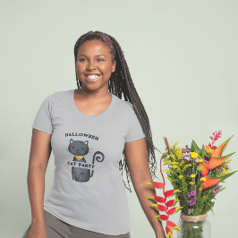 gata preta fofa de festa de halloween T-Shirt