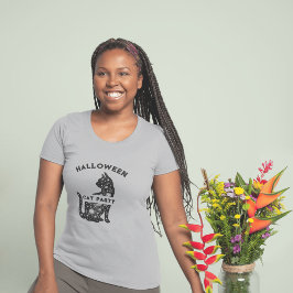 gata preta fofa de festa de halloween T-Shirt