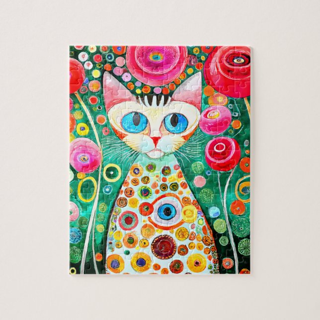 Gatinha Única Colorida Gatinho Quebra-cabeça (Vertical)