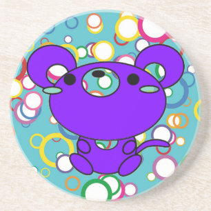 Gatinho Azul em Círculos Coloridos Porta copos San
