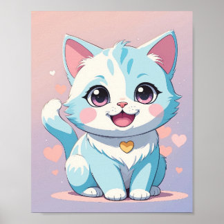 Gatinho Azul Pastel Bonito - Poster de Enfermeiro 