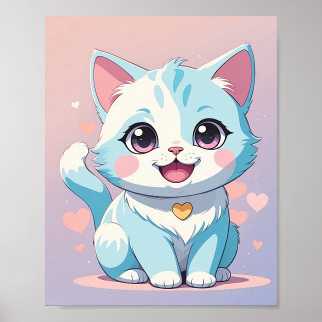 Gatinho Azul Pastel Bonito - Poster de Enfermeiro  (Frente)