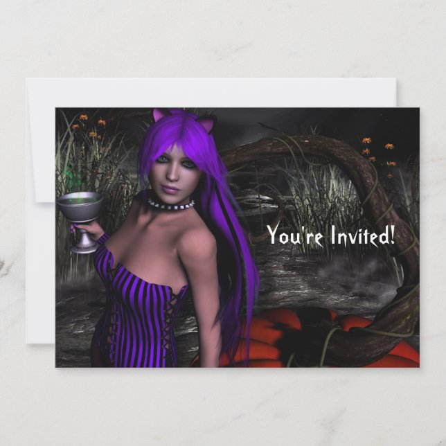 Gatinho bonito e Convite para o Dia das Bruxas de  (Frente)