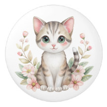 Gatinho bonito e flores de pastel