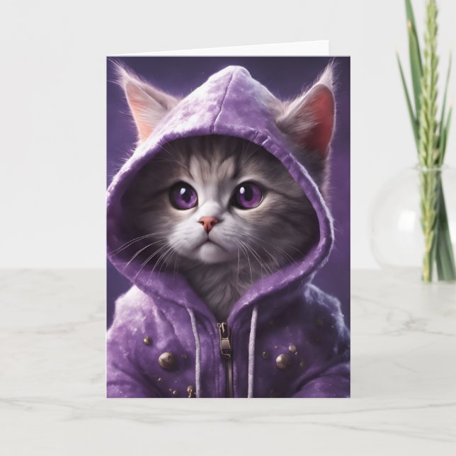 Gatinho bonito em um Cartão de Ocasião Puro Hoodie (Frente)