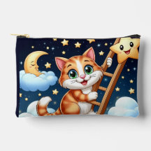 Gatinho bonito sobe escada até a lua