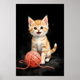 Gatinho Brincalhão com Impressão em Aquarela de Li