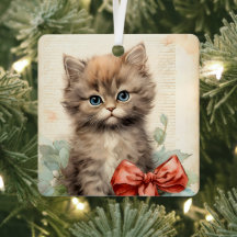 Gatinho Cinza Lindo Natal 