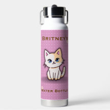 Gatinho Cor-de-Rosa Fofo Nome Personalizado Aço In