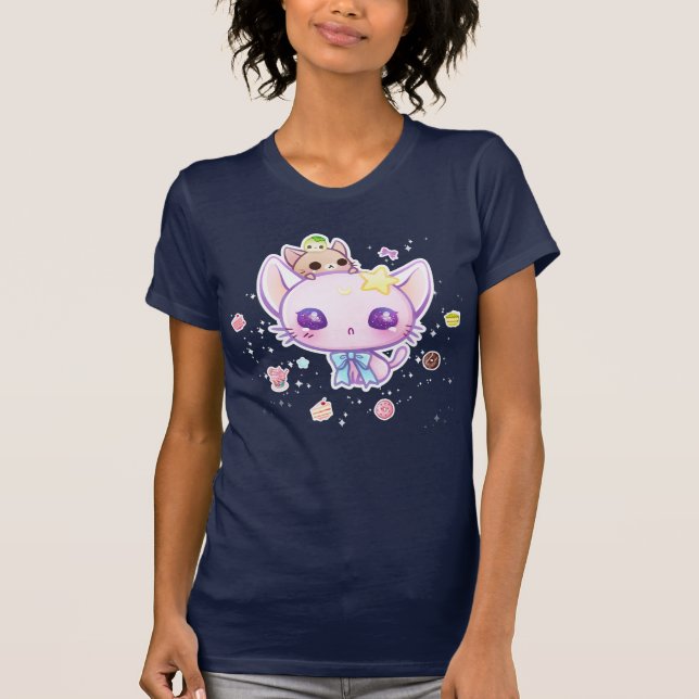Gatinho da estrela de Kawaii com o t-shirt bonito (Frente)